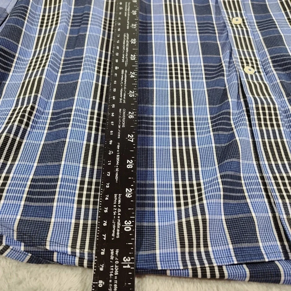 IZOD Shirt Men XL Blue Plaid Long Sleeve Button Down Preppy Work Office Classic